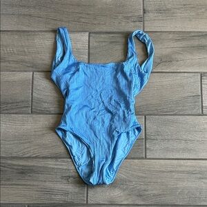 Monday Swimwear Blue Ribbed One-Piece Swimsuit
